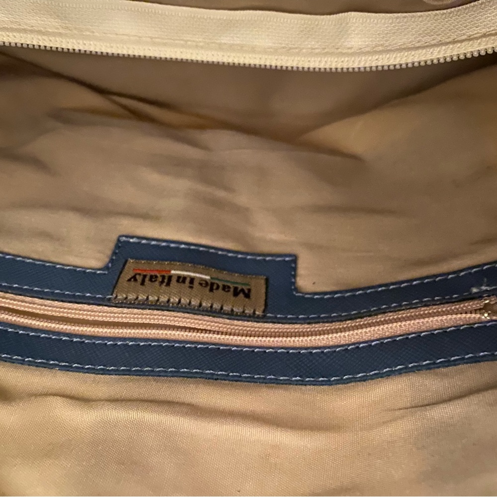 Made in Italy, Italian market, White satchel bag with Blue Band. - Picture 2 of 6